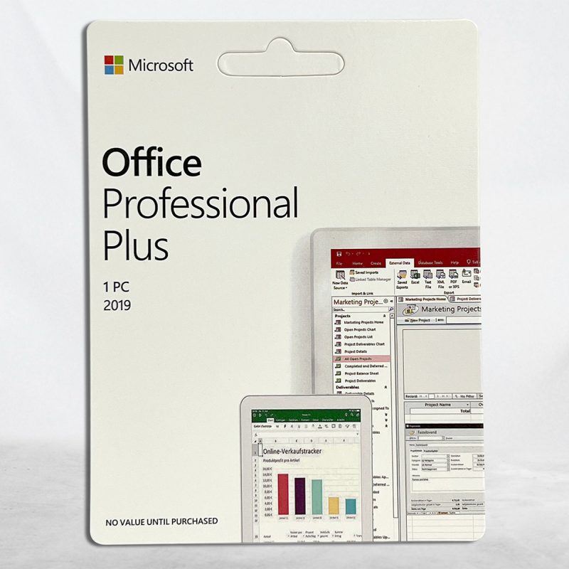 Microsoft Office 2019 Key Card packaging for Windows