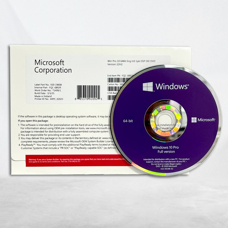 Windows 10 Pro DVD Pack official installer UK version