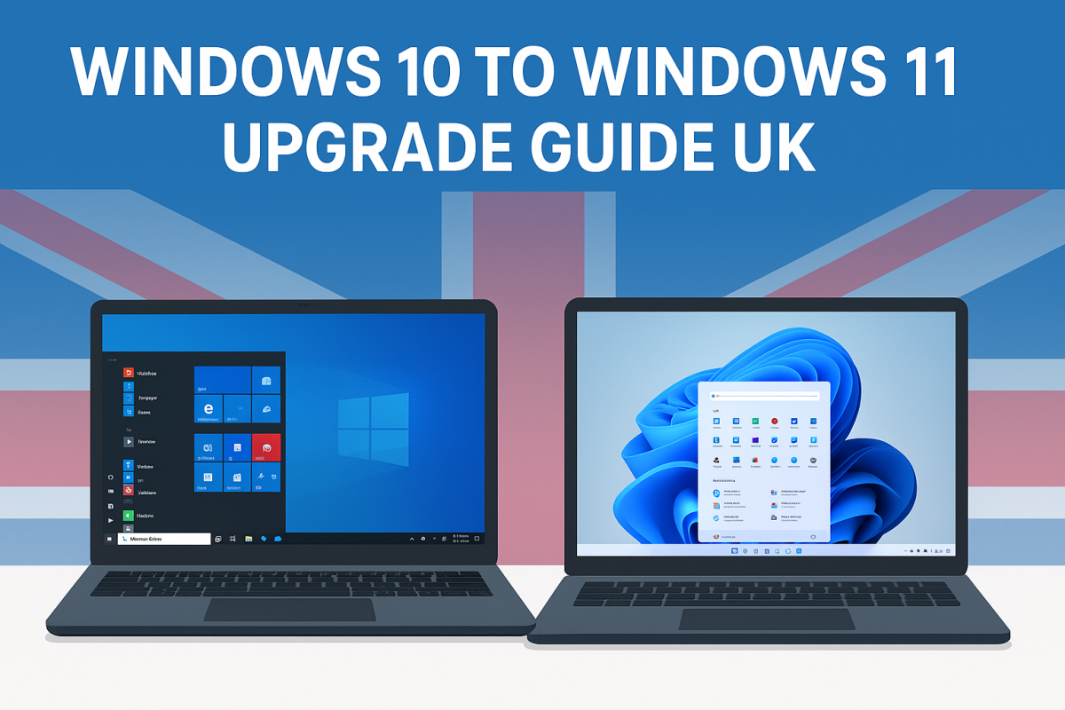 Windows 10 to Windows 11 upgrade guide UK comparison illustration