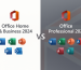 Microsoft Office Home & Business 2024 vs Office Professional 2024 UK comparison graphic