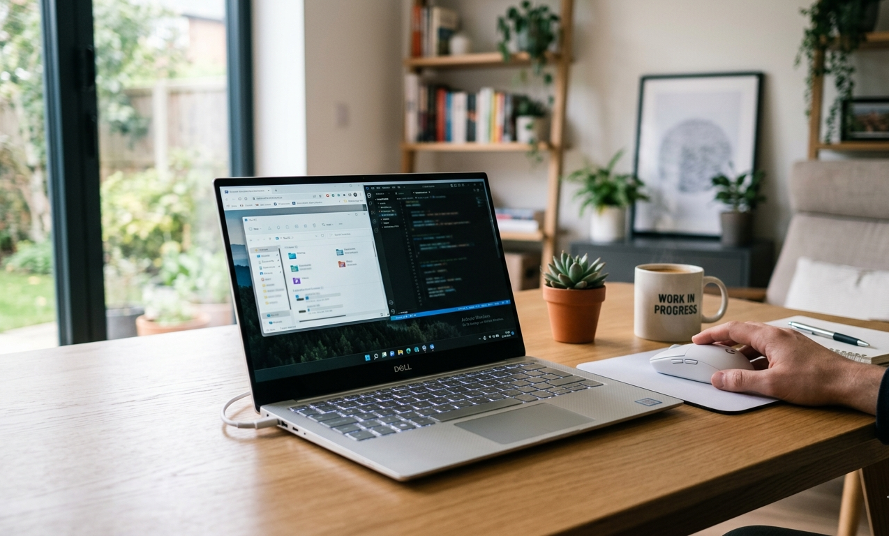 Laptop screen displaying Activate Windows watermark in a home office environment