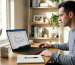 User fixing Microsoft Office activation error on laptop in home office