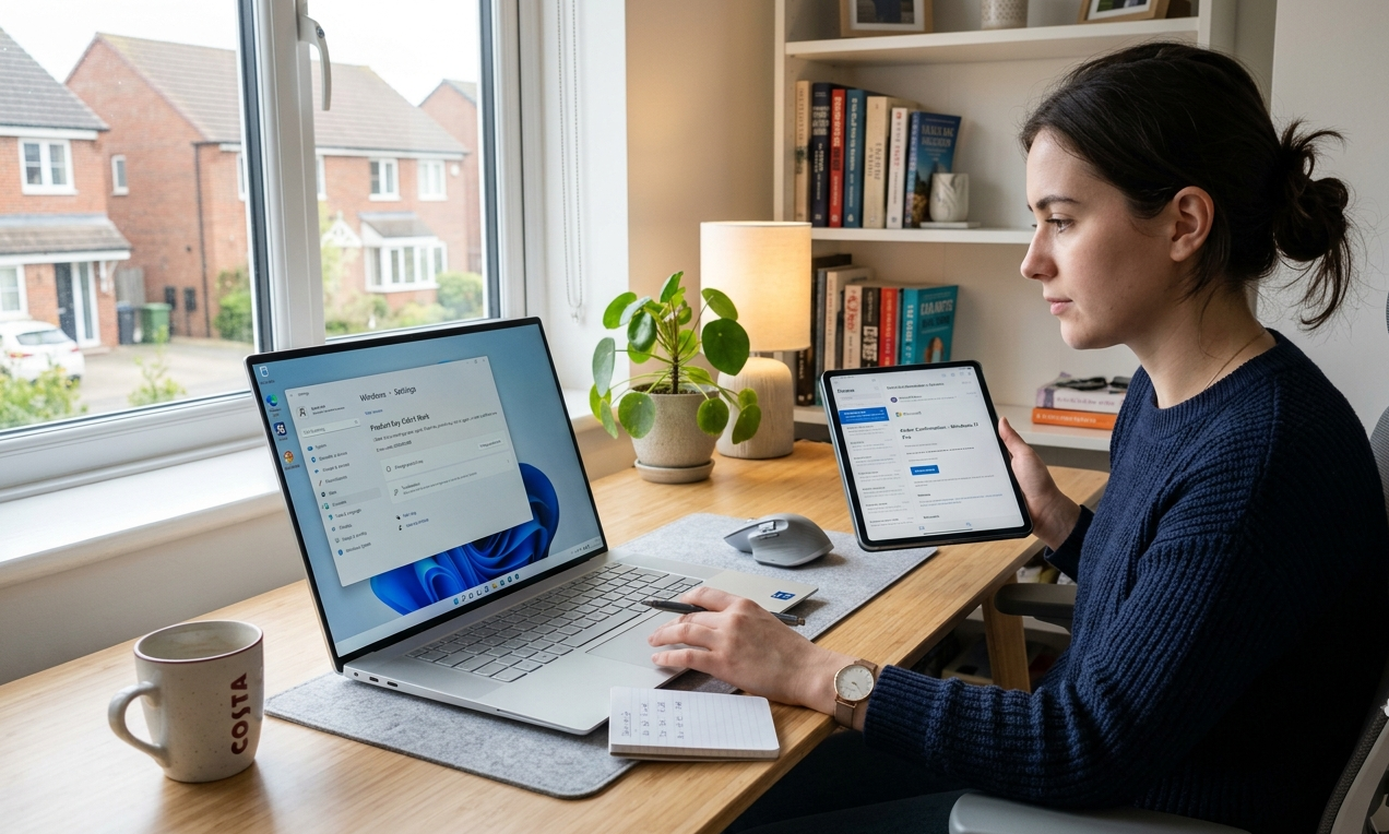 User troubleshooting a Windows product key that is not working on a Windows 11 laptop