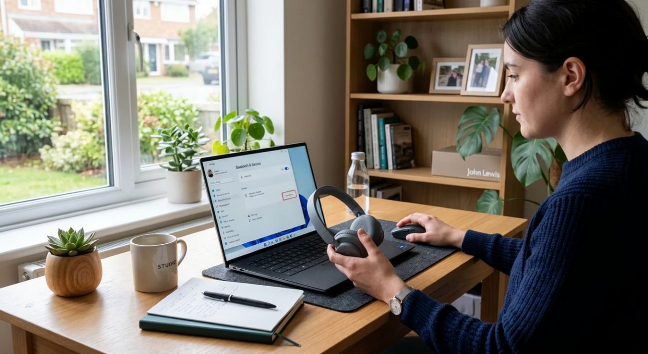 How to Fix Bluetooth Problems in Windows 11 Bluetooth makes it easy to connect wireless headphones, keyboards, mice, speakers and other devices to your PC. But when Bluetooth suddenly stops working, finding the cause isn't always obvious. You might find that your device won't pair, Bluetooth has disappeared from Windows, your headphones connect but produce no sound, or the connection keeps dropping. Fortunately, many Windows 11 Bluetooth problems can be fixed without replacing your hardware. In this guide, we'll look at the most common problems and the practical steps you can try. Common Windows 11 Bluetooth Problems Bluetooth problems can appear in several different ways. You may find that: Bluetooth won't turn on Your Bluetooth device isn't detected Your headphones won't connect Bluetooth keeps disconnecting Your Bluetooth device connects but has no sound Bluetooth disappeared from Windows A keyboard or mouse won't pair Bluetooth stopped working after a Windows update Microsoft also identifies problems such as Bluetooth devices failing to pair, Bluetooth disappearing, disconnections and Bluetooth audio issues as common Windows problems. 1. Make Sure Bluetooth Is Turned On Before changing any advanced settings, check that Bluetooth is actually enabled. Open: Settings → Bluetooth & devices Make sure Bluetooth is switched on. You can also check the Quick Settings area on the Windows 11 taskbar. If Bluetooth isn't visible at all, continue with the troubleshooting steps below. 2. Restart Your Bluetooth Device Sometimes the problem isn't Windows itself. Turn your Bluetooth device off, wait a few seconds, and turn it back on. For headphones or speakers, also check that: The battery is charged The device is within range Pairing mode is enabled It isn't already connected to another device Then try connecting again. 3. Remove and Pair the Device Again If Windows sees the device but won't connect, removing and pairing it again can help. Go to: Settings → Bluetooth & devices → Devices Find your Bluetooth device and remove it. Then select Add device and choose Bluetooth. Put your device into pairing mode and try connecting again. Microsoft recommends removing and re-pairing Bluetooth devices when connection problems persist. 4. Restart Your Windows 11 PC A simple restart can clear temporary Bluetooth problems. Select: Start → Power → Restart After Windows starts again, open Bluetooth settings and try pairing your device. This is particularly useful if Bluetooth stopped working after installing software or an update. 5. Check for Bluetooth Driver Problems An outdated or incompatible Bluetooth driver can cause connection problems. Open Device Manager and look for: Bluetooth Expand the section and locate your Bluetooth adapter. You can then check whether Windows reports a problem with the device. If a driver update is available, install the appropriate driver from your PC or adapter manufacturer. Microsoft specifically recommends checking Bluetooth drivers when troubleshooting connection and audio problems. 6. What If Bluetooth Has Disappeared? If the Bluetooth option has completely disappeared from Windows 11, the problem may be related to the Bluetooth adapter, driver or device configuration. Try: Restarting your PC Checking Device Manager Installing the latest Bluetooth driver Checking Windows Update Checking whether your computer actually supports Bluetooth Not every desktop PC includes built-in Bluetooth, so hardware compatibility is worth checking if you're setting up a new computer. 7. Bluetooth Is Connected but There Is No Sound This is particularly common with Bluetooth headphones and speakers. If your headphones show as connected but you can't hear anything: Select the Sound icon on the taskbar. Check the selected output device. Go to Settings → System → Sound. Make sure your Bluetooth headphones or speaker are selected as the output. Microsoft recommends checking the selected audio output and re-pairing the Bluetooth device when Bluetooth connects without producing sound. For broader audio problems, see our related guide: How to Fix Windows 11 Sound and Audio Problems 8. Install Windows Updates Bluetooth compatibility can sometimes be affected by Windows or driver updates. Go to: Settings → Windows Update Check for available updates and restart your PC if Windows asks you to. Keeping Windows and device drivers up to date can improve compatibility and stability. 9. Run Windows Troubleshooting Windows 11 includes automated troubleshooting through the Get Help app. If you're still experiencing Bluetooth problems, use the Bluetooth troubleshooting option and follow the recommended steps. Microsoft currently recommends using the automated Bluetooth troubleshooter in the Get Help app on Windows 11. How to Prevent Bluetooth Problems Once Bluetooth is working again, a few simple habits can help prevent future problems. Keep Windows Updated Regular updates can improve compatibility and fix bugs. Keep Your Drivers Updated Bluetooth and chipset drivers can affect wireless connectivity. Keep Devices Charged Low battery levels can cause connection and performance problems with wireless accessories. Stay Within Range Bluetooth devices work best when they're reasonably close to your computer and have a clear connection. When Should You Replace Your Bluetooth Adapter? If Bluetooth repeatedly disappears or fails to detect any devices despite troubleshooting, the hardware itself may need investigation. Before buying a replacement adapter, check: Whether Bluetooth appears in Device Manager Whether the correct driver is installed Whether the PC supports Bluetooth Whether another Bluetooth device works with the computer Testing with another compatible device can help determine whether the problem is with Windows or the accessory. Final Thoughts Most Windows 11 Bluetooth problems don't require complicated repairs. Start with the basics: make sure Bluetooth is enabled, restart your devices, remove and re-pair the connection, check your drivers and install available Windows updates. If your Bluetooth device connects but doesn't produce sound, check your Windows audio output settings as well. And if Bluetooth has disappeared completely, checking Device Manager and your computer's hardware compatibility should be among your first steps. Frequently Asked Questions Why is Bluetooth not working on Windows 11? Bluetooth may not work because it is disabled, the device isn't in pairing mode, a driver has a problem, or the Bluetooth hardware isn't being detected. Why won't my Bluetooth device connect to Windows 11? Try turning Bluetooth off and on, restart the device, remove it from Windows and pair it again. Also check that the device is charged and within range. Why does Bluetooth keep disconnecting on Windows 11? Frequent disconnections can be caused by outdated drivers, interference, low battery, distance from the computer or compatibility problems. Why has Bluetooth disappeared from Windows 11? Bluetooth may disappear because of a driver or hardware problem. Check Device Manager and make sure your PC supports Bluetooth. Why is Bluetooth connected but there is no sound? Windows may be using a different audio output device. Open Settings → System → Sound and select your Bluetooth headphones or speaker as the output. Internal Linking Strategy This article should become part of your Windows Troubleshooting SEO Cluster. Link to Previous Troubleshooting Blogs Blog 41: How to Fix Windows Update Errors in Windows 11 Use anchor text: Windows 11 update errors Blog 42: How to Reset Windows 11 Without Losing Your Files Use anchor text: reset Windows 11 without losing your files Blog 43: How to Fix Windows 11 Wi-Fi Problems Use anchor text: Windows 11 Wi-Fi problems Blog 39: Windows 11 Installation Stuck? Here's How to Fix It Use anchor text: Windows 11 installation problems Link to the Main Help Centre Use anchor text: Windows Help Centre This should link back to your main Windows Help Centre page so Blog 44 strengthens the overall cluster. Product Page Internal Links Where relevant, naturally link to: Windows 11 Pro Windows 10 Pro Microsoft Office 2024 Avoid forcing product links into troubleshooting sections. They should appear where they genuinely help the reader. Suggested External Links For credibility, link to Microsoft's official troubleshooting guidance when discussing Bluetooth diagnostics and Windows settings. Microsoft provides dedicated guidance for Bluetooth pairing, missing Bluetooth, disconnections and Bluetooth audio problems. Featured Image Image Prompt A realistic digital photograph of a modern Windows 11 laptop showing the Bluetooth and Devices settings page while a user troubleshoots a wireless Bluetooth headset. The scene is set in a contemporary UK-style home office with natural daylight, a clean desk, notebook and subtle everyday technology. No UK flag or national symbols. Professional, realistic photography, natural colours, authentic home-working environment. Alt Text Windows 11 Bluetooth settings open while troubleshooting a Bluetooth connection